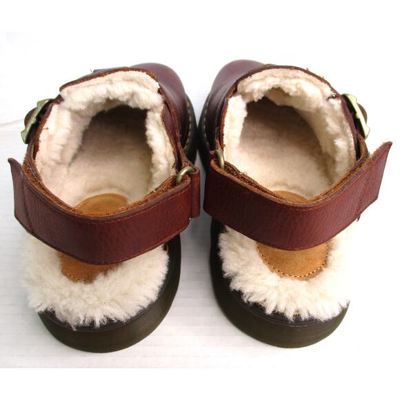 New DR. MARTENS Jorge II Faux Fur Lined Leather Slingback Mules Unisex M8 / W10 - Picture 7 of 10